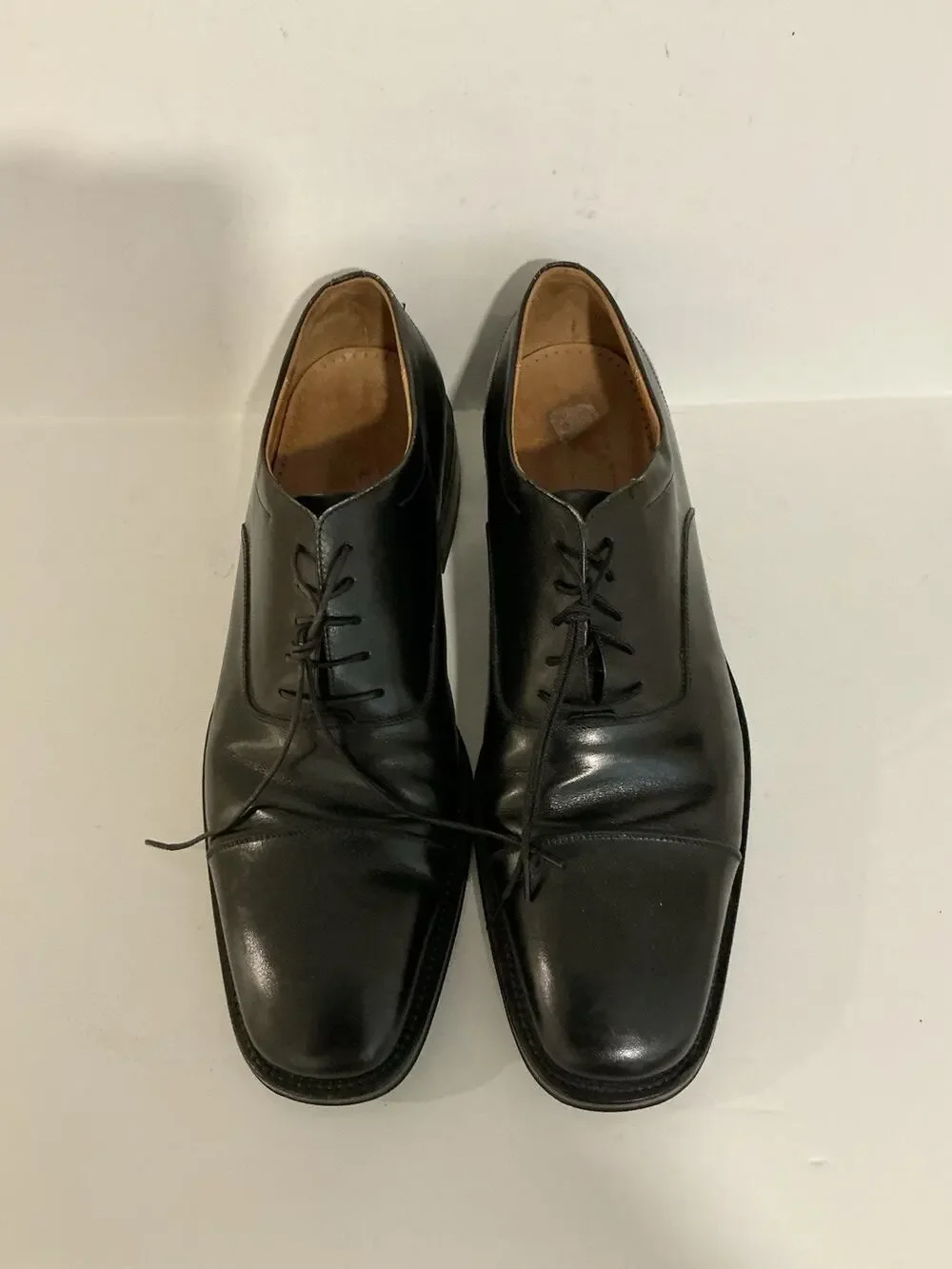 Ferragamo Black Leather Lace Up Men's Dress Shoes Size 11.5 D